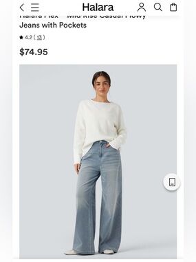 HALARA Light Blue Wide-Leg Jeans